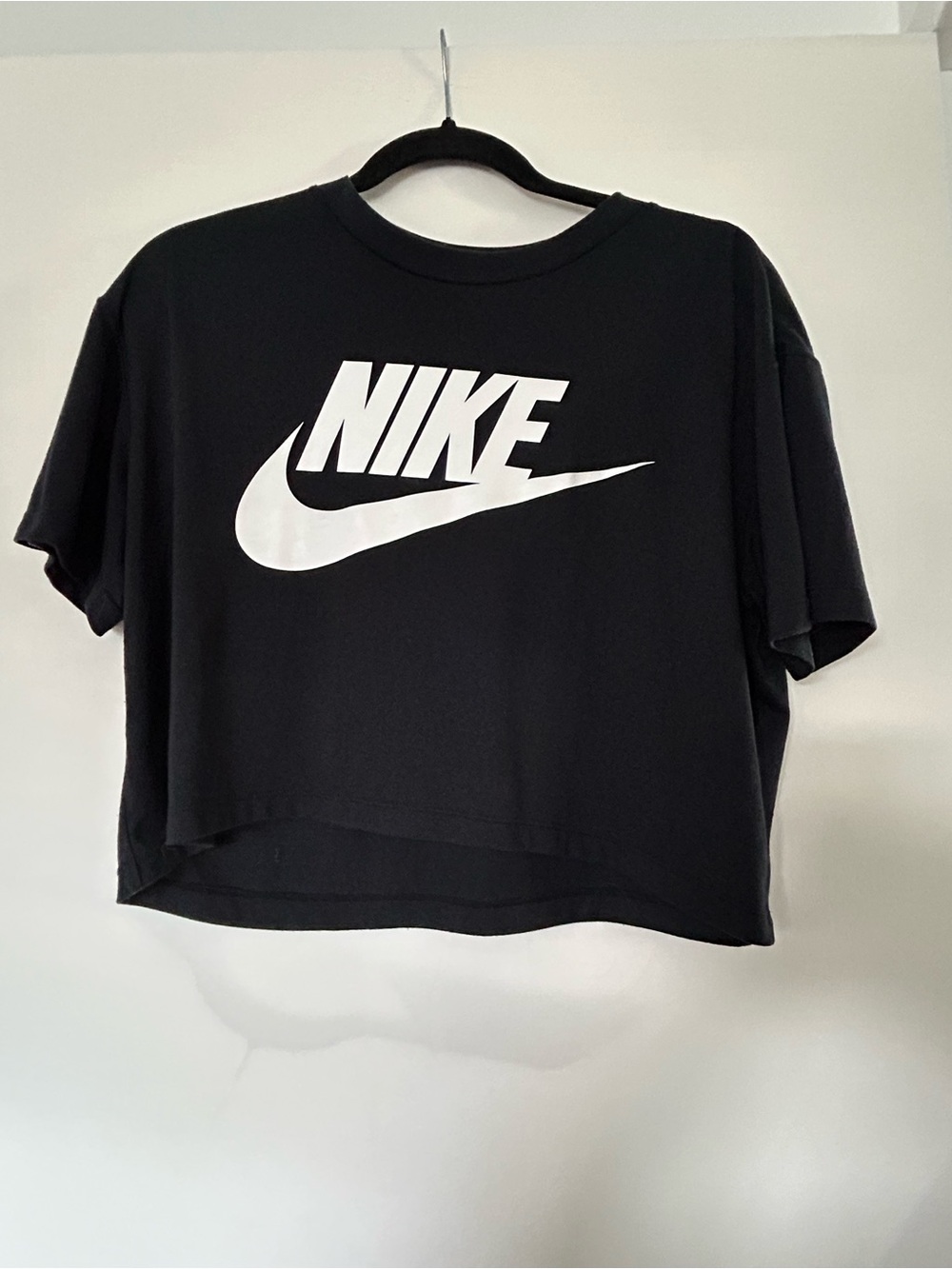 Nike Black Cropped Swoosh Tee - Women's